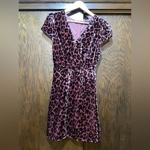 Velvet dusty pink leopard j crew dress